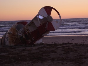 A lost buoy. The circular top is about 7 feet in diameter. Double click to enlarge.
